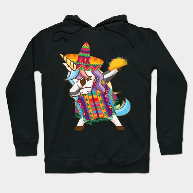 Mexican Dabbing Unicorn Cinco De Mayo Poncho Sombrero Taco Hoodie by jodotodesign